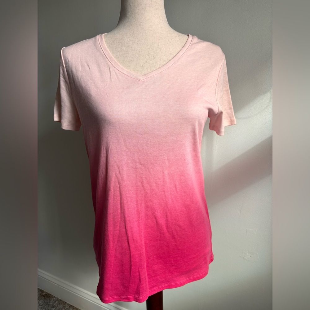 Croft and Barrow The Classic Tee Pink Ombré 100% Cotton Basic Tee